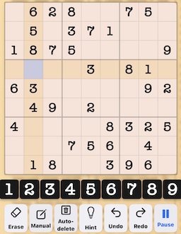 Sudoku puzzle example showing a highlighted cell